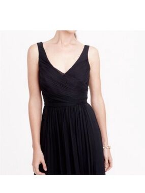 J.Crew Heidi black long dress in silk chiffon